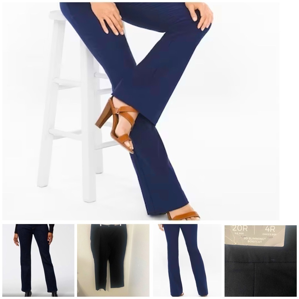 Chicos Women’s So-Slimming Bootcut Pants US Size 20R Chico’s Size 4R Black NWT